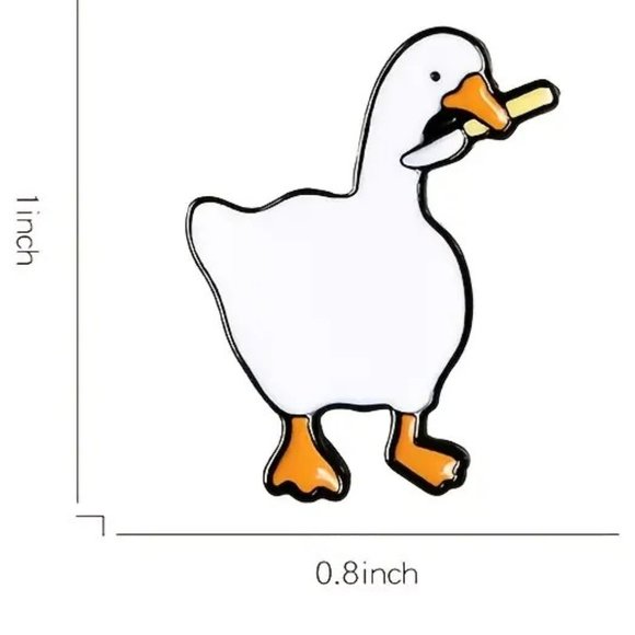 Duck With Knife Pin Enamel Funny Bag Charm Backpack Cartoon Whimsical Emo Rave - Picture 4 of 4